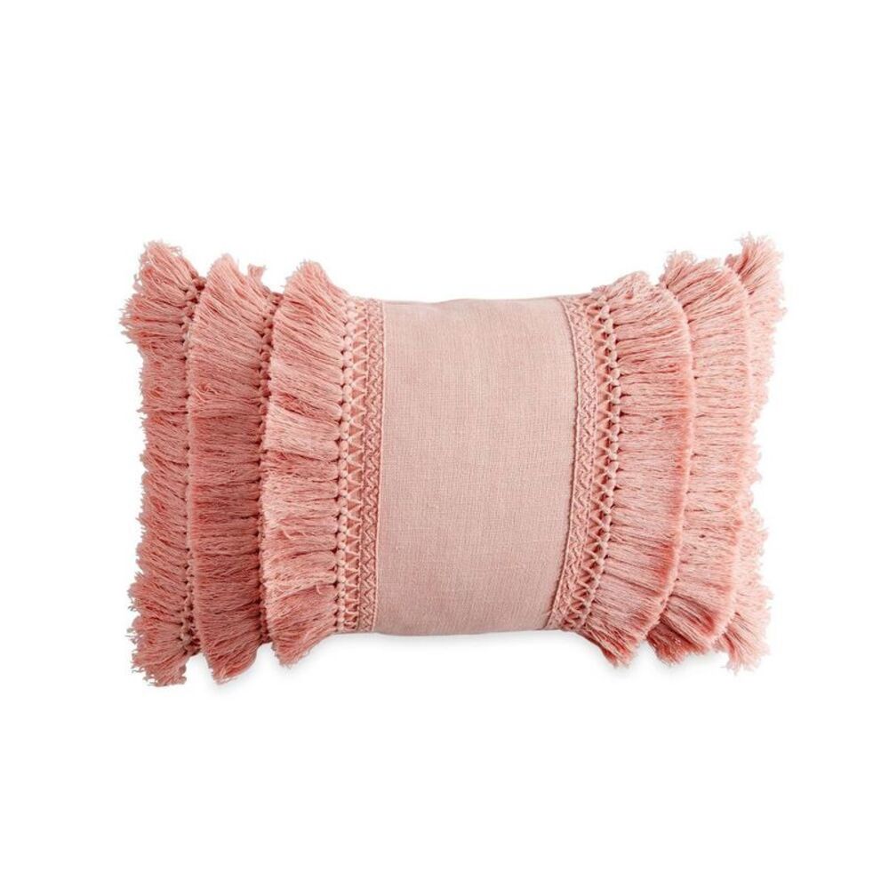 Peri Home Fringe Decorative Pillow Peach Blush
